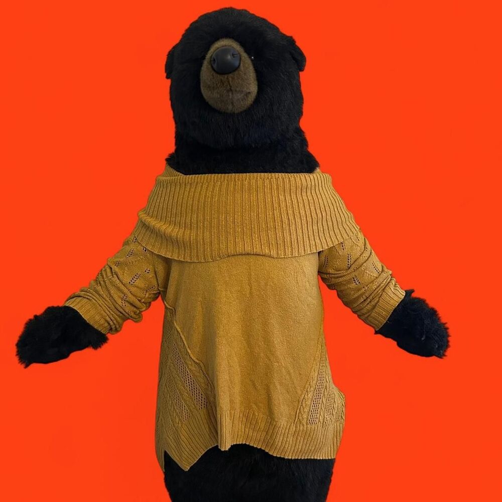 Yellow sweater mock neck sweater